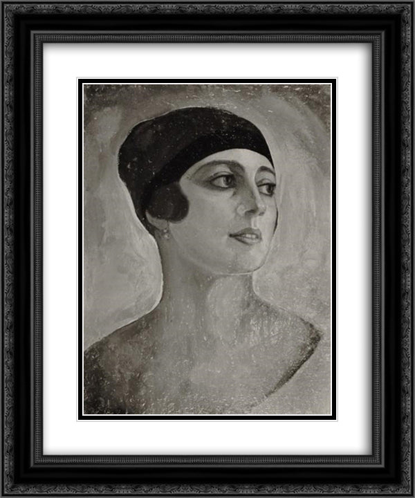 Vera Stravinsky 20x24 Black Ornate Wood Framed Art Print Poster with Double Matting by Sudeikin, Serge