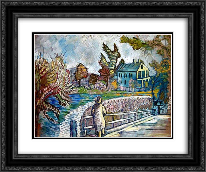 View from the Bridge 24x20 Black Ornate Wood Framed Art Print Poster with Double Matting by Sudeikin, Serge