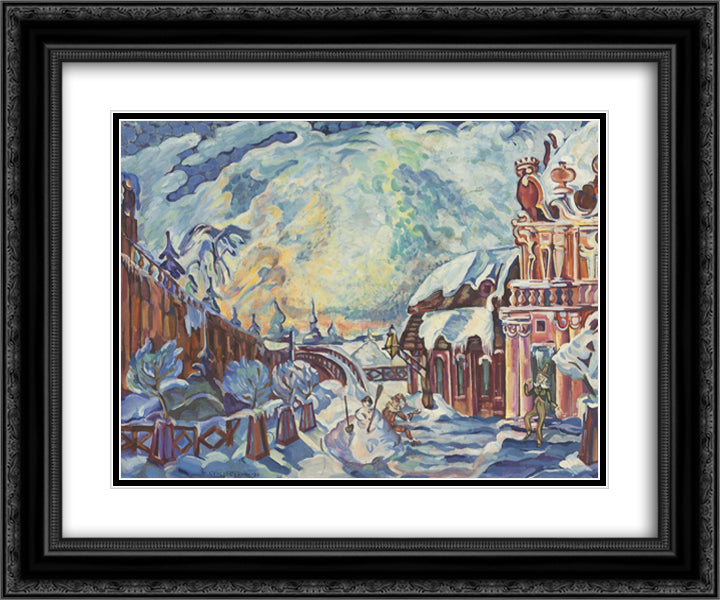 Winter Fantasy 24x20 Black Ornate Wood Framed Art Print Poster with Double Matting by Sudeikin, Serge