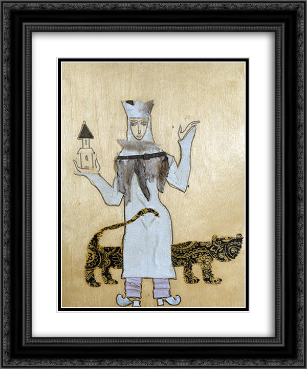 The sketch to the movie Colour of Pomegranate. Qween 20x24 Black Ornate Wood Framed Art Print Poster with Double Matting by Parajanov, Sergei