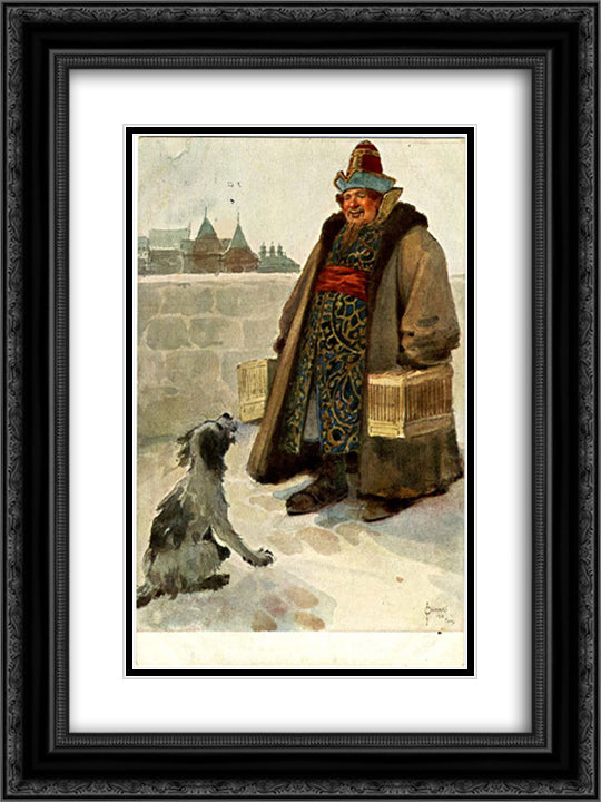 Bird-fancier 18x24 Black Ornate Wood Framed Art Print Poster with Double Matting by Solomko, Sergey