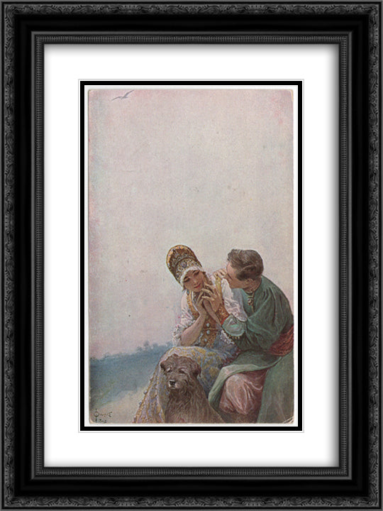 Declaration of love 18x24 Black Ornate Wood Framed Art Print Poster with Double Matting by Solomko, Sergey