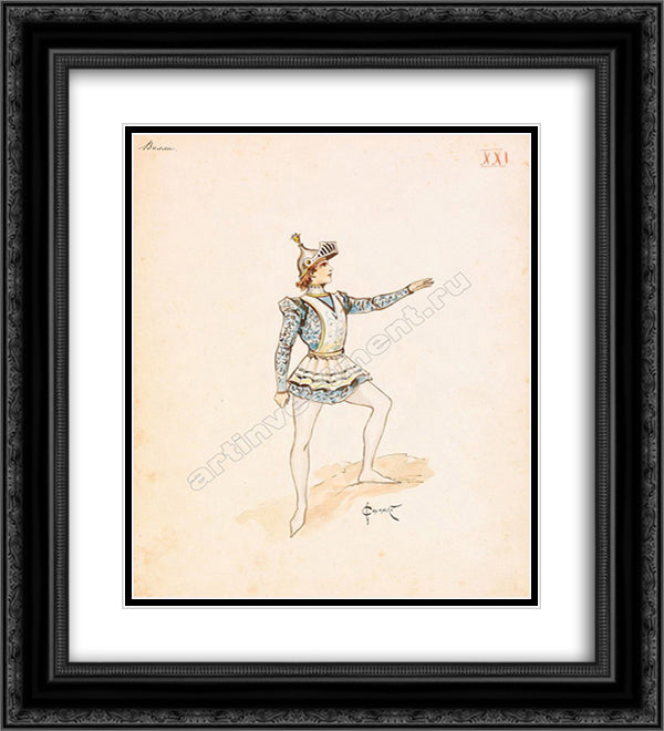 Design of male medieval costume 20x22 Black Ornate Wood Framed Art Print Poster with Double Matting by Solomko, Sergey