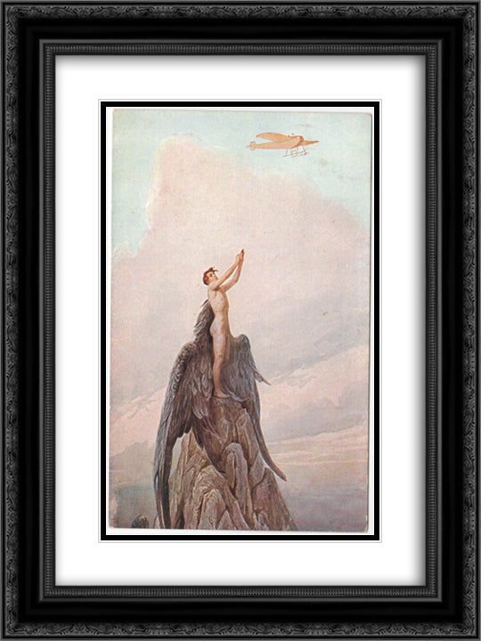 Dream of Icarus 18x24 Black Ornate Wood Framed Art Print Poster with Double Matting by Solomko, Sergey