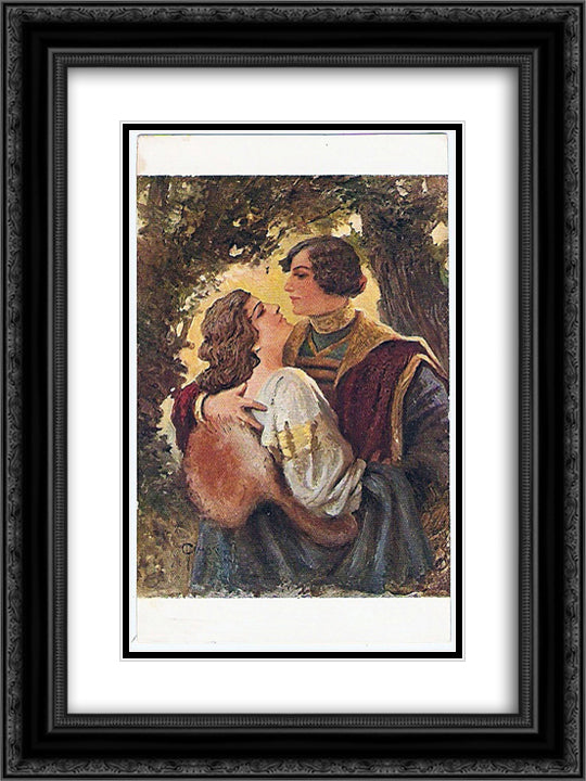 Embrace 18x24 Black Ornate Wood Framed Art Print Poster with Double Matting by Solomko, Sergey