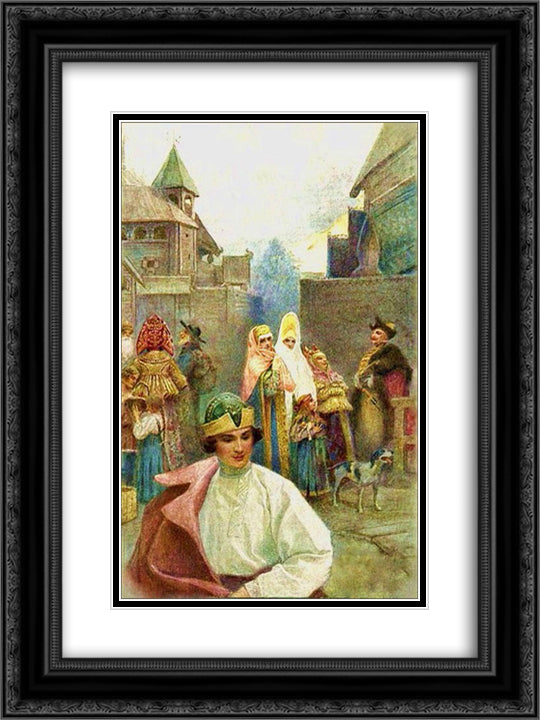 Evening Walk 18x24 Black Ornate Wood Framed Art Print Poster with Double Matting by Solomko, Sergey