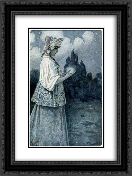 Glowworm 18x24 Black Ornate Wood Framed Art Print Poster with Double Matting by Solomko, Sergey