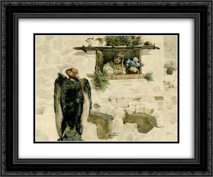 Guard 24x20 Black Ornate Wood Framed Art Print Poster with Double Matting by Solomko, Sergey