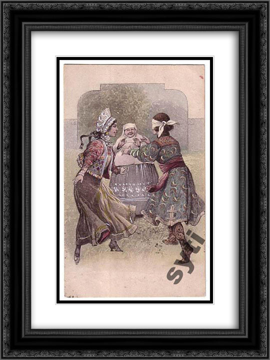 Hide and Seek 18x24 Black Ornate Wood Framed Art Print Poster with Double Matting by Solomko, Sergey