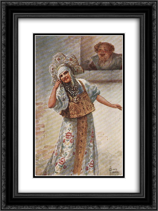 Jokester 18x24 Black Ornate Wood Framed Art Print Poster with Double Matting by Solomko, Sergey
