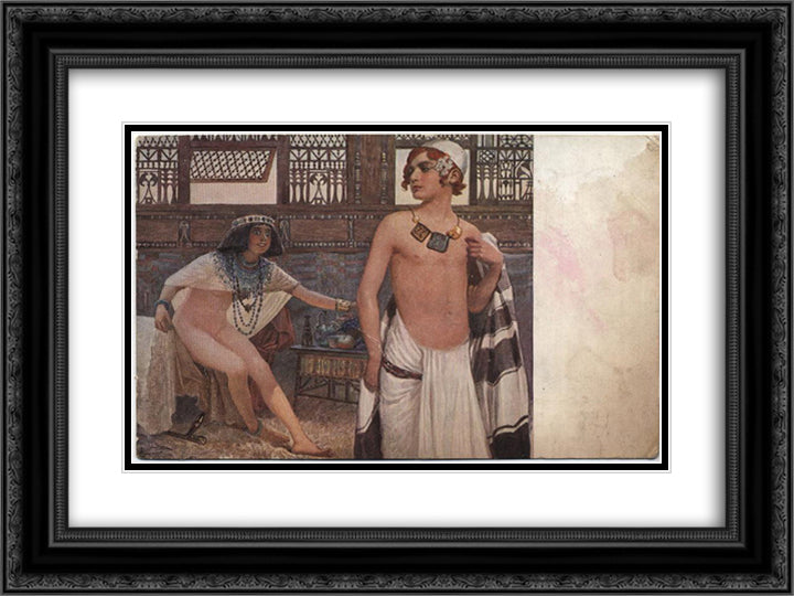 Joseph and Potiphar's wife 24x18 Black Ornate Wood Framed Art Print Poster with Double Matting by Solomko, Sergey