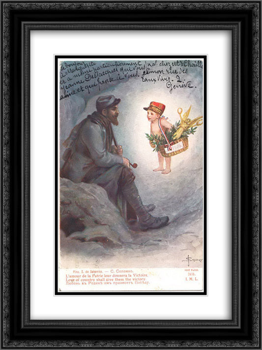 Love of country shall give them the victory 18x24 Black Ornate Wood Framed Art Print Poster with Double Matting by Solomko, Sergey