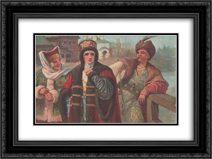Love talk 24x18 Black Ornate Wood Framed Art Print Poster with Double Matting by Solomko, Sergey