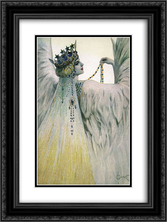 Maria Swan White 18x24 Black Ornate Wood Framed Art Print Poster with Double Matting by Solomko, Sergey