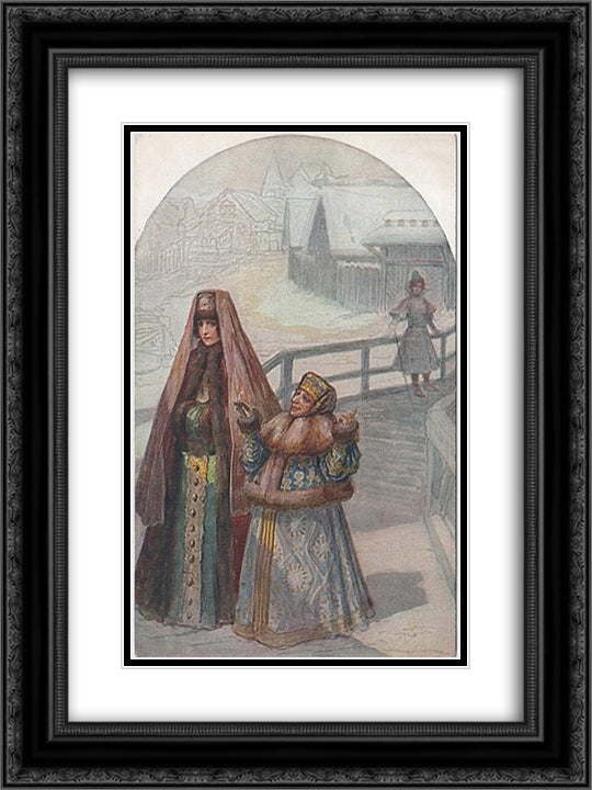 On the bridge 18x24 Black Ornate Wood Framed Art Print Poster with Double Matting by Solomko, Sergey