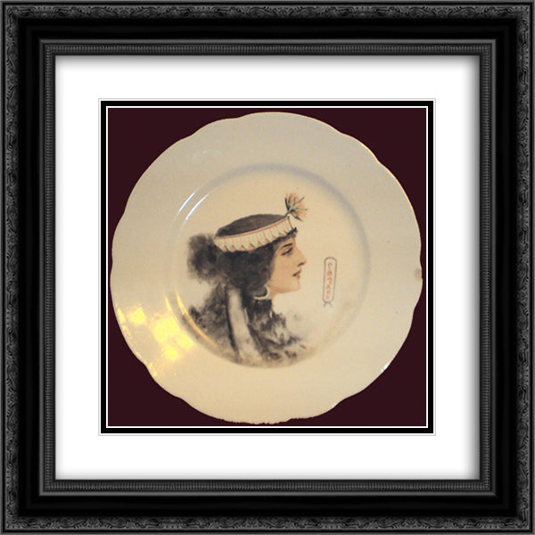 Plate 'Egyptian Queen' 20x20 Black Ornate Wood Framed Art Print Poster with Double Matting by Solomko, Sergey