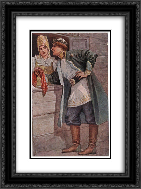 Pledge of Love 18x24 Black Ornate Wood Framed Art Print Poster with Double Matting by Solomko, Sergey