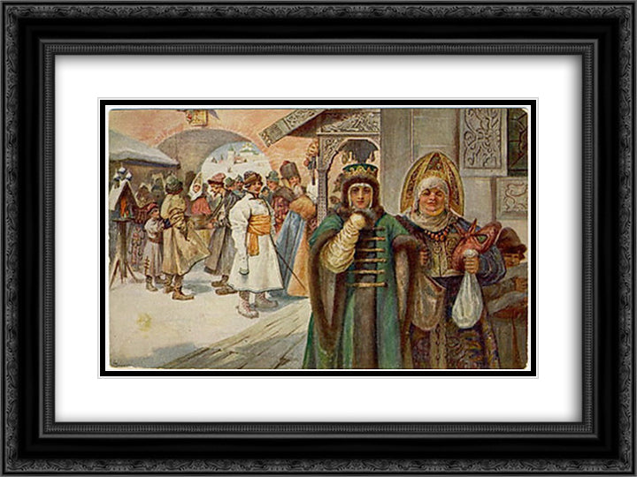Returning from matins 24x18 Black Ornate Wood Framed Art Print Poster with Double Matting by Solomko, Sergey