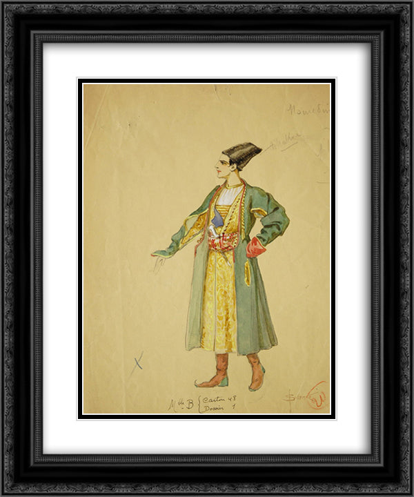 Sketch of the costume 20x24 Black Ornate Wood Framed Art Print Poster with Double Matting by Solomko, Sergey