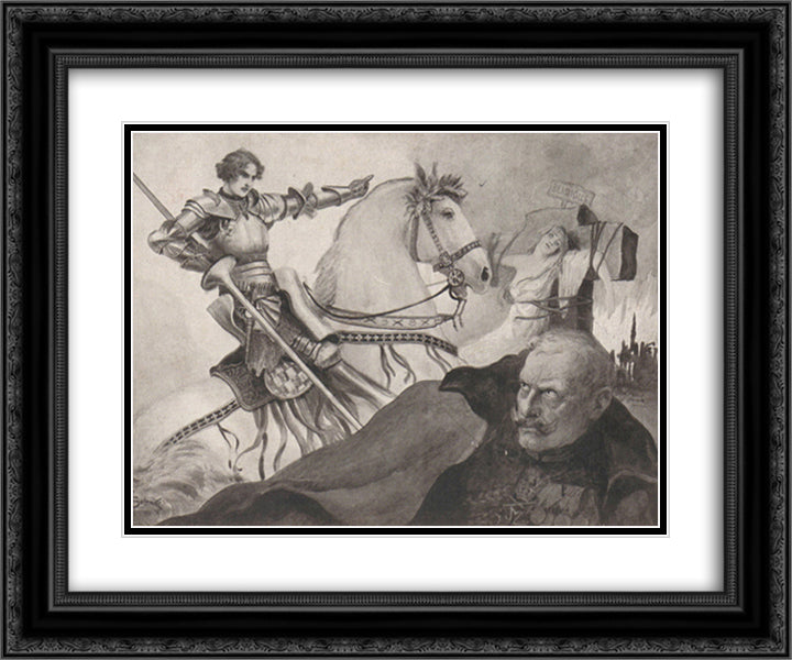 St. George, coming to the rescue 24x20 Black Ornate Wood Framed Art Print Poster with Double Matting by Solomko, Sergey