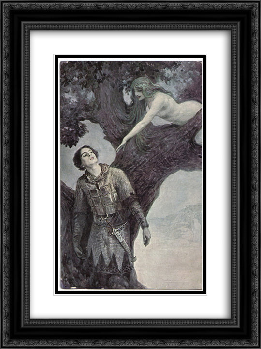 Temptation 18x24 Black Ornate Wood Framed Art Print Poster with Double Matting by Solomko, Sergey