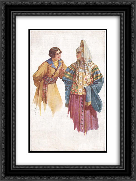 Tenderness 18x24 Black Ornate Wood Framed Art Print Poster with Double Matting by Solomko, Sergey