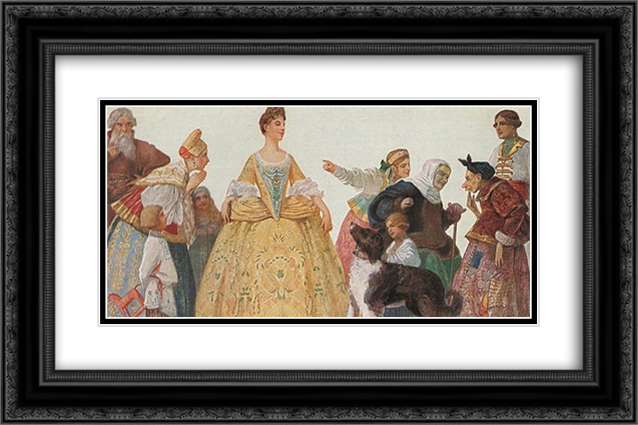 The admired beauty 24x16 Black Ornate Wood Framed Art Print Poster with Double Matting by Solomko, Sergey