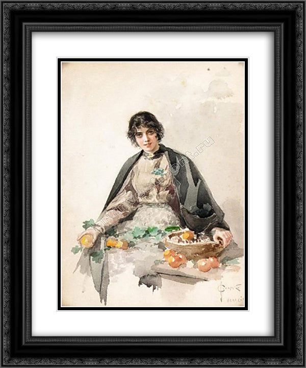 Venetian. Sketch. 20x24 Black Ornate Wood Framed Art Print Poster with Double Matting by Solomko, Sergey
