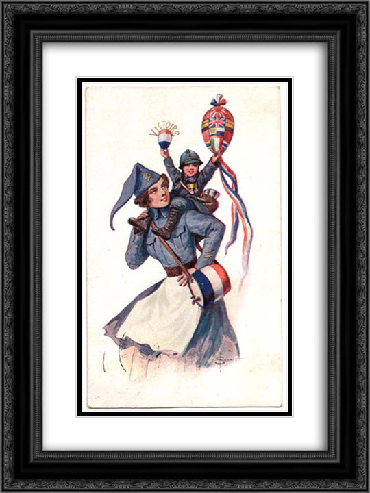Vive la France! 18x24 Black Ornate Wood Framed Art Print Poster with Double Matting by Solomko, Sergey