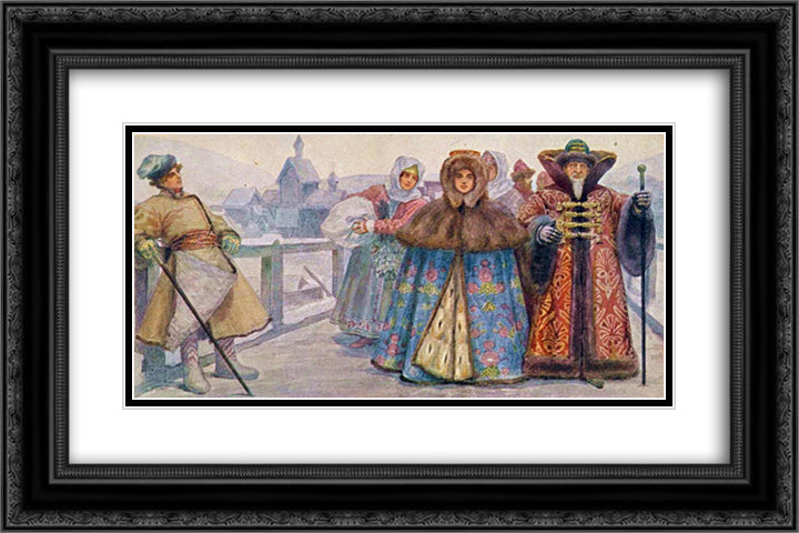XVII century 24x16 Black Ornate Wood Framed Art Print Poster with Double Matting by Solomko, Sergey