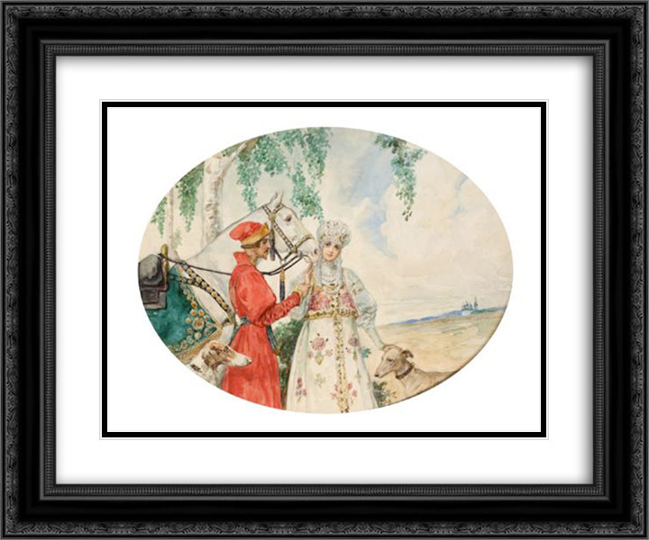 Young lovers 24x20 Black Ornate Wood Framed Art Print Poster with Double Matting by Solomko, Sergey