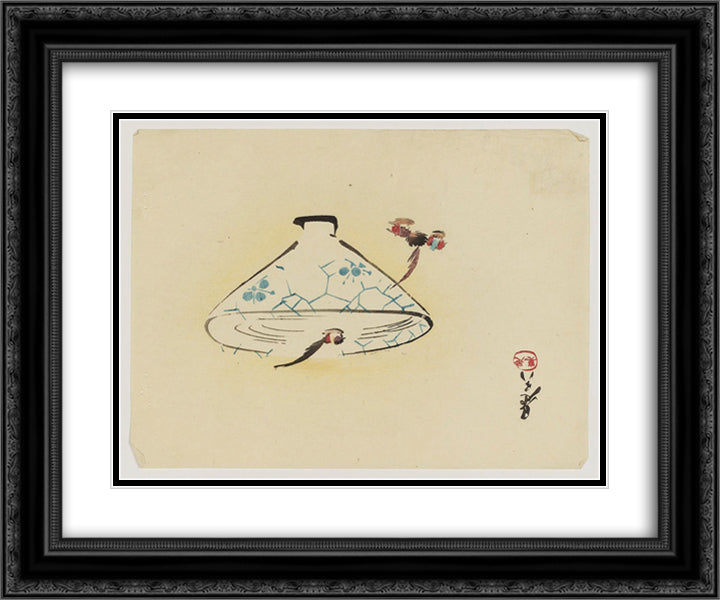 Bowl 24x20 Black Ornate Wood Framed Art Print Poster with Double Matting by Zeshin, Shibata
