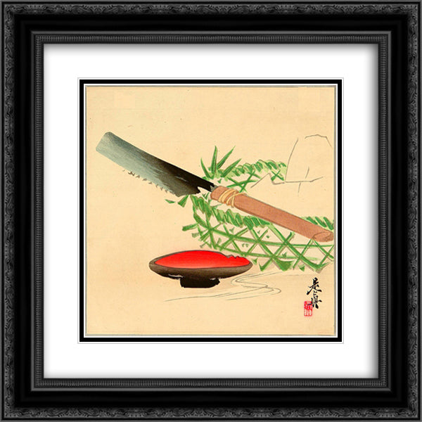 Still Life 20x20 Black Ornate Wood Framed Art Print Poster with Double Matting by Zeshin, Shibata