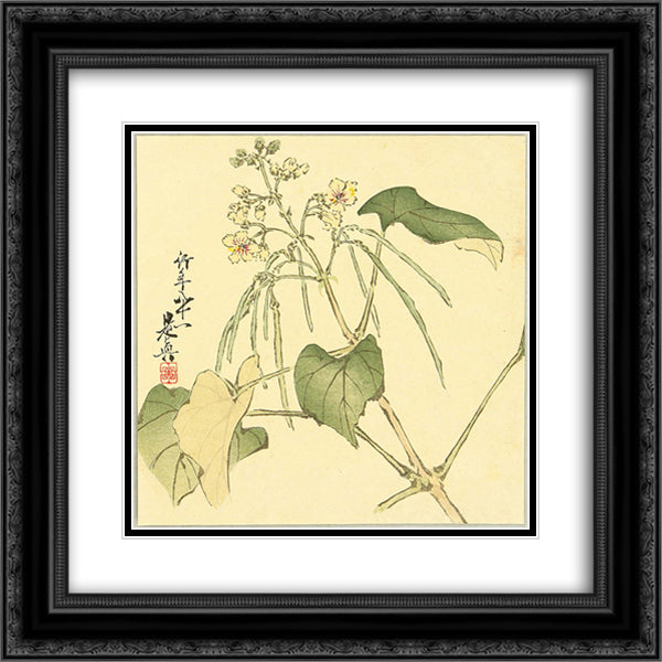 Summer Flower 20x20 Black Ornate Wood Framed Art Print Poster with Double Matting by Zeshin, Shibata