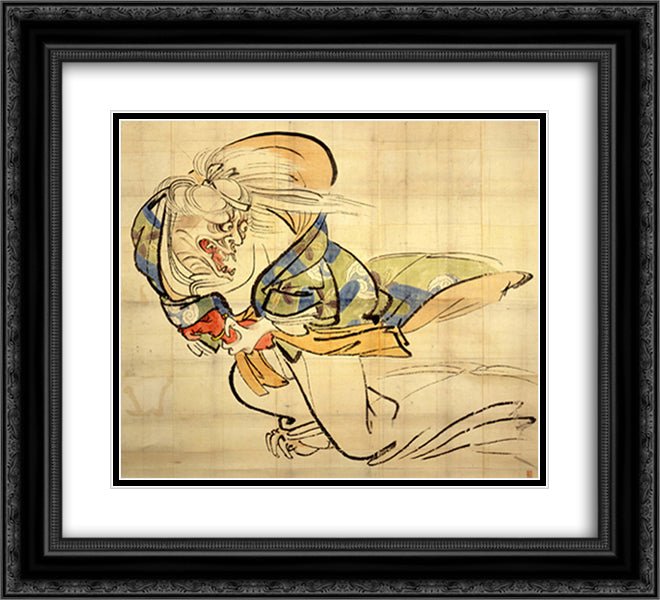 The Ibaraki Demon Snatches Back Her Arm 22x20 Black Ornate Wood Framed Art Print Poster with Double Matting by Zeshin, Shibata