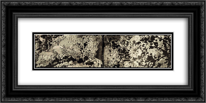 10,000 Ugly Inkblots 24x12 Black Ornate Wood Framed Art Print Poster with Double Matting by Shitao