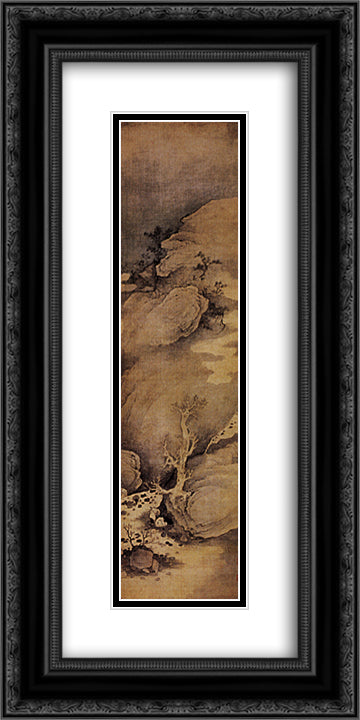 In anticipation of spring 12x24 Black Ornate Wood Framed Art Print Poster with Double Matting by Shitao