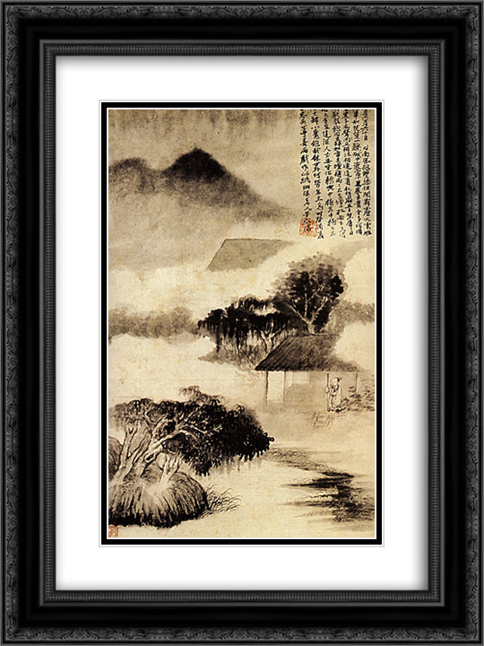 Sound of thunder in the distance 18x24 Black Ornate Wood Framed Art Print Poster with Double Matting by Shitao