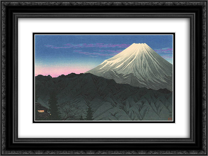 Fuji from Hakone 24x18 Black Ornate Wood Framed Art Print Poster with Double Matting by Takahashi, Shotei