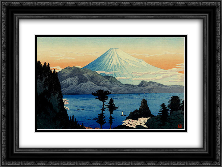 Fuji from Kurasawa 24x18 Black Ornate Wood Framed Art Print Poster with Double Matting by Takahashi, Shotei