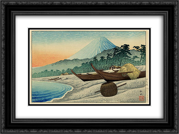 Fuji from Senbon Beach 24x18 Black Ornate Wood Framed Art Print Poster with Double Matting by Takahashi, Shotei