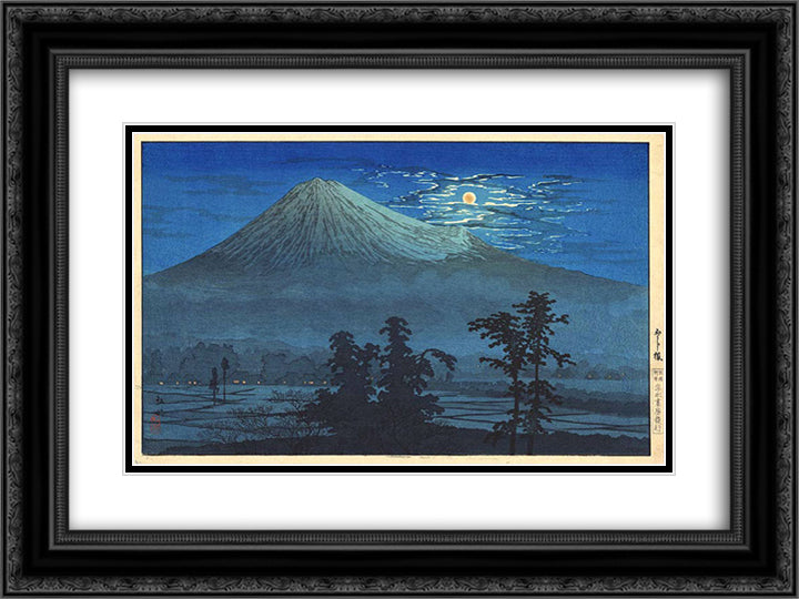 Fujine 24x18 Black Ornate Wood Framed Art Print Poster with Double Matting by Takahashi, Shotei
