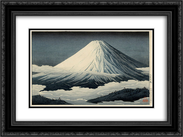 Nearby Omuro 24x18 Black Ornate Wood Framed Art Print Poster with Double Matting by Takahashi, Shotei