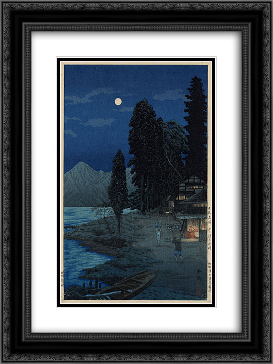 Shore of Lake Chuzenji 18x24 Black Ornate Wood Framed Art Print Poster with Double Matting by Takahashi, Shotei