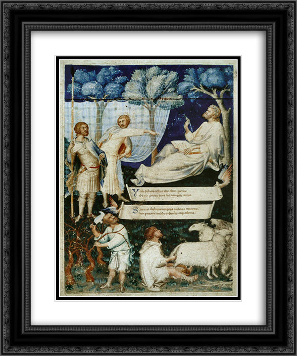 Petrarch's Virgil (title page) 20x24 Black Ornate Wood Framed Art Print Poster with Double Matting by Martini, Simone
