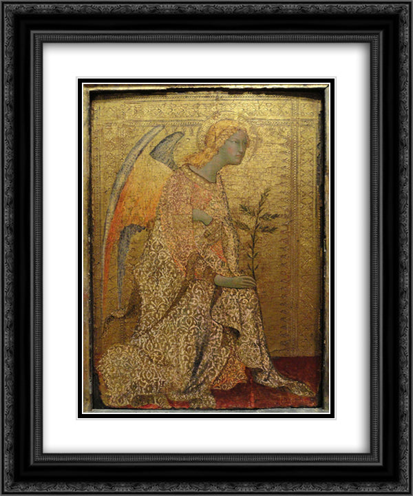 The Angel of the Annunciation 20x24 Black Ornate Wood Framed Art Print Poster with Double Matting by Martini, Simone