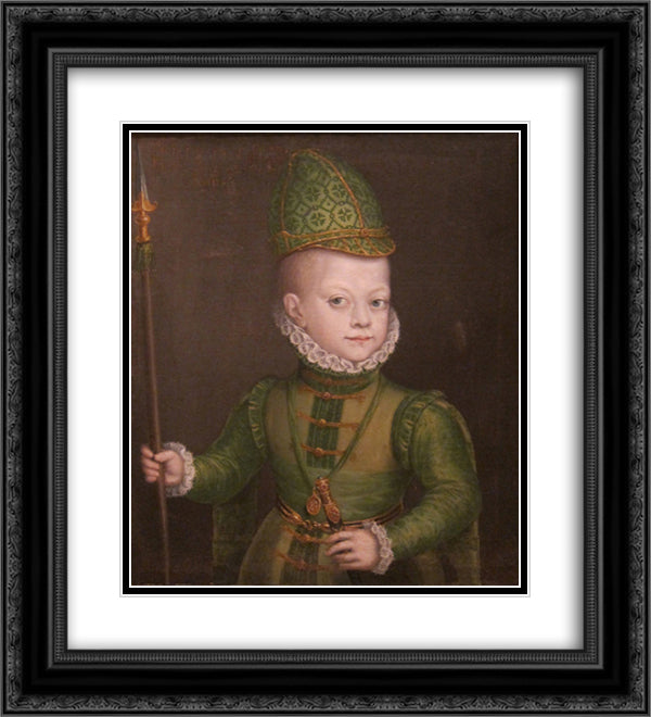 Portrait of a Boy at the Spanish Court 20x22 Black Ornate Wood Framed Art Print Poster with Double Matting by Anguissola, Sofonisba