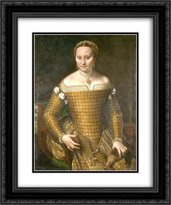Portrait of Bianca Ponzoni Anguissola, the artist's mother 20x24 Black Ornate Wood Framed Art Print Poster with Double Matting by Anguissola, Sofonisba