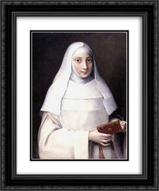Portrait of Elena Anguissola 20x24 Black Ornate Wood Framed Art Print Poster with Double Matting by Anguissola, Sofonisba