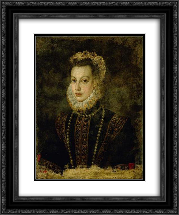 Portrait of Queen Elisabeth of Spain 20x24 Black Ornate Wood Framed Art Print Poster with Double Matting by Anguissola, Sofonisba